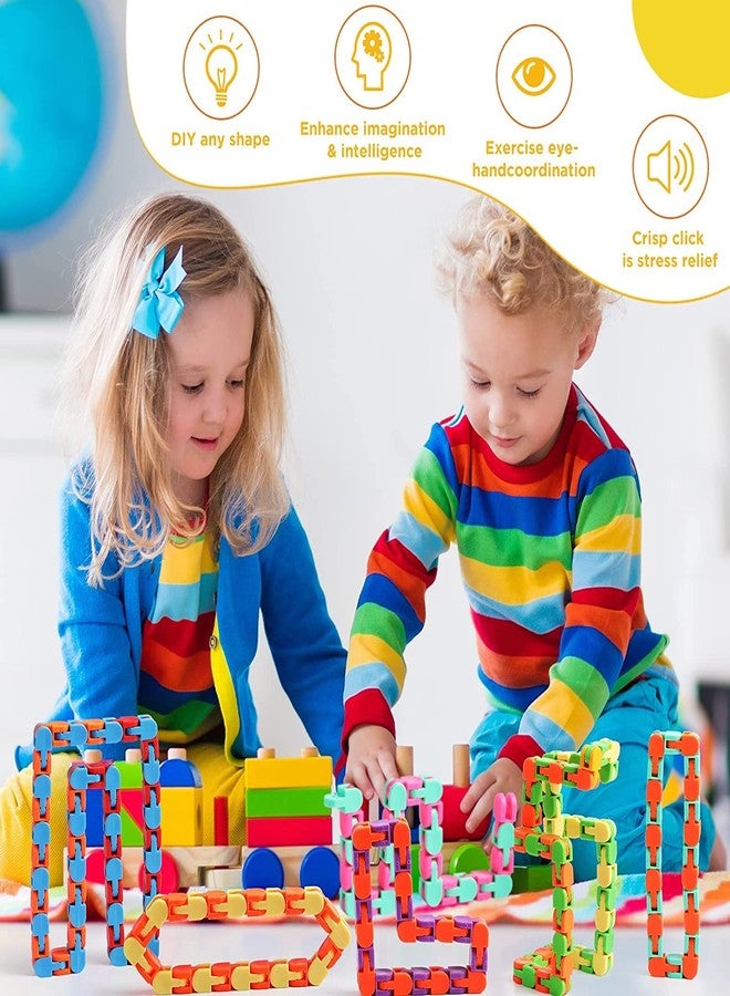 PULSBERY Toys 24 Links Wacky Tracks Fidget Toys,Click Snap Finger Sensory Toys,Snake Puzzles for Kids,Building Block for Kids(Multicolor) (Pack of 3) - Image 2